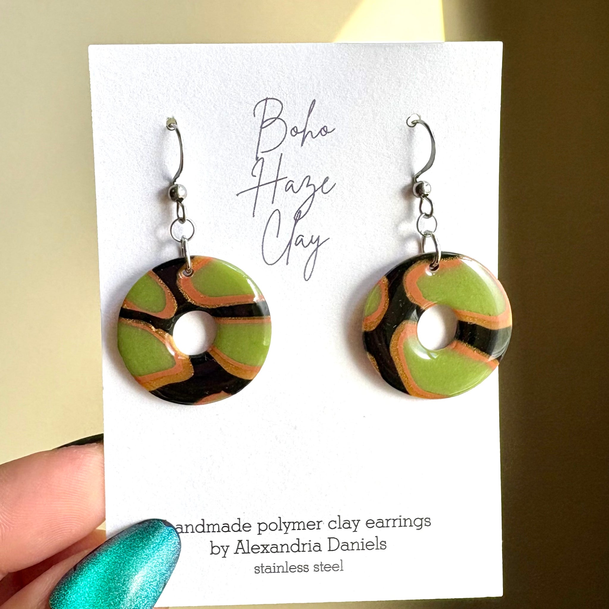Olive Giraffe Donut Dangles