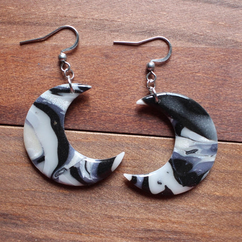 Black & Silver Marbled Moons 1
