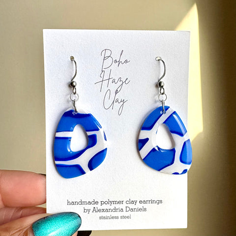 Blue Giraffe Abstract Donut Dangles