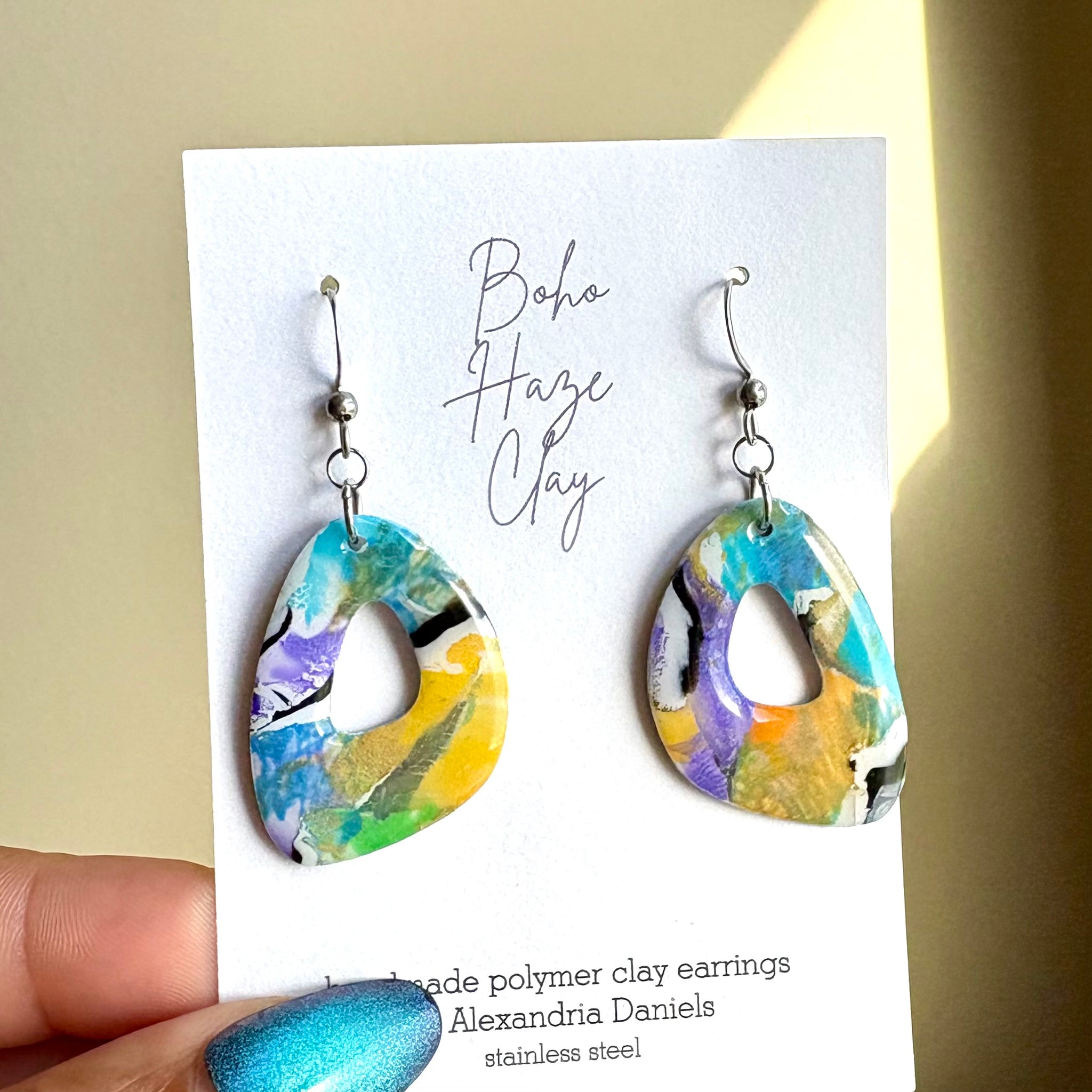 Watercolor Abstract Donut Dangles