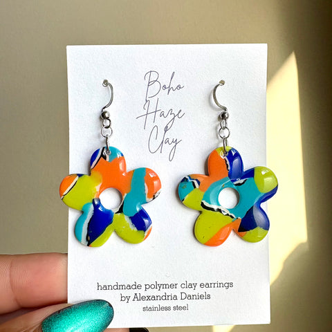 Neon Tide Flower Dangles